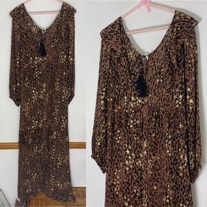 Z & L Europe leopard and gold star maxi dress size M